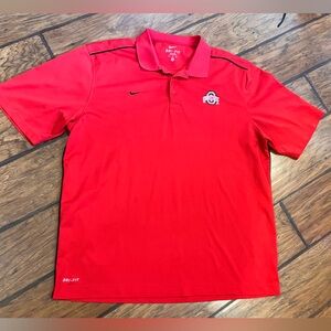 Ohio State Nike polo shirt men’s XL red Dri Fit performance football golf OSU